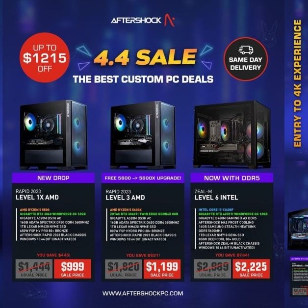 Aftershock PC promotions, promo codes, reservation & menu